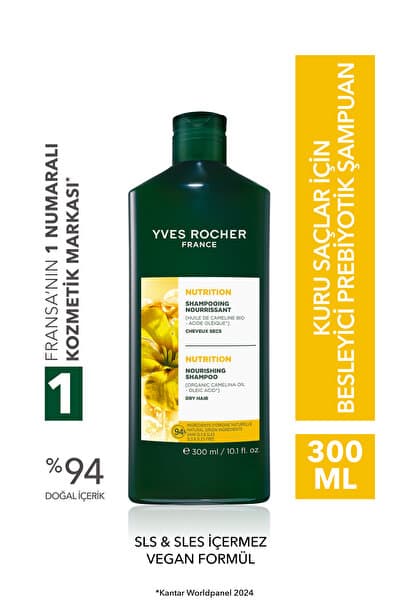 Yves Rocher Besleyici Prebiyotik Şampuan-Kuru Saçlar/Nutrition-Tuzsuz, SLS,SLES İçermez , Vegan -300ml