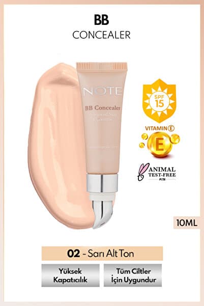 Note Cosmetics Bb Concealer Spf 15 Yoğun Kapatıcı Metal Başlıklı Göz Altı Kapatıcısı - 02 Orta Açık