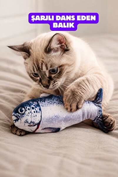 Hubspet Hareketli Kedi Balığı | Şarjlı, Sensörlü, 3 Modlu Dans Eden Oyuncak, Kedi Nanesi Dahil H131