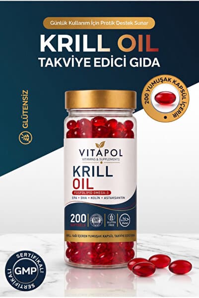 Vitapol Krill Oil Astaxanthin, Choline, Phosphatidylserine, Omega3, Epa Dha 200 Softgels Gluten Free
