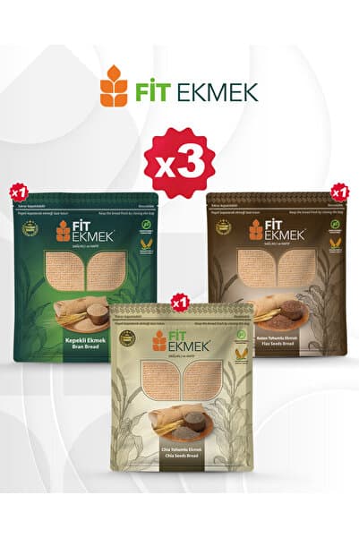 fit ekmek 1 Adet keten Ekmeği 300GR ve 1 Adet Kepekli Ekmeği 300GR 1 Adet Chia Ekmeği 300GR