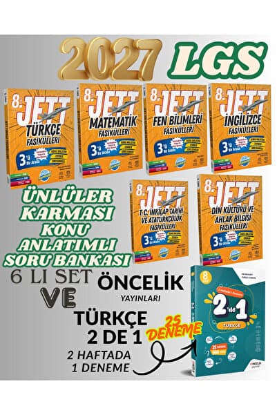 Ünlüler Karması 2027 LGS HAZIRLIK 8. SINIF Jett Konu anlatımlı Soru Bankası - Öncelik 2 de 1- 2 haftalık deneme -türkçe matamatik fen inkılap din ingilizce-TÜM DERSLER