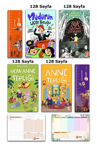 Timaş Çocuk 3. ve 4. Sınıf Uçan Anne Terliği - Anne Terliği - Müdürün Uçan Peruğu - Top Yutan Ormanı Set 4 Kitap