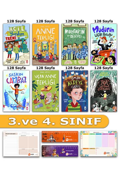Timaş Çocuk Acil Yardım Treni Şaşkın Cambaz İsmim Nereye Gitti Anne Terliği Muhtarın En Değerli Eşyası Top Yutan Ormanı 3. ve 4. Sınıf Set 8 Kitap