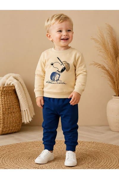 Organic Product DimpleBaby Bebek Karakter Baskılı Günlük Eşofman Takımı 0-24 Ay