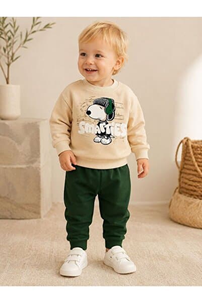 Organic Product DimpleBaby Erkek Bebek Baskılı Sweatshirt & Jogger Alt Takım 0-24 Ay