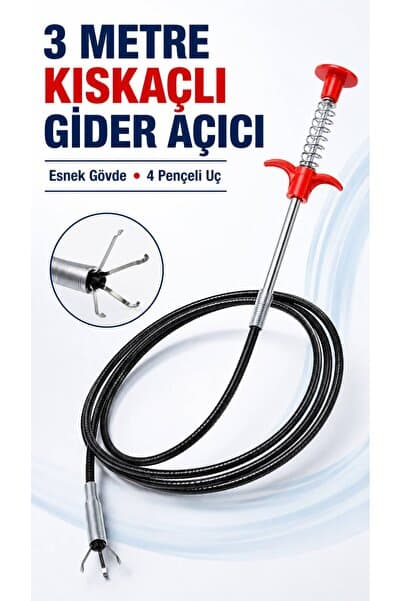 Evgereçlerim Esnek Lavabo Tıkanıklık Açıcı Tel 3 Metre