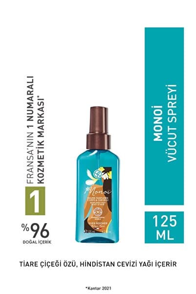 Yves Rocher Monoi Parfümlü Vücut Spreyi-Egzotik, Sıcak ve Çekici-Monoi de Tahiti-Vegan-125ml