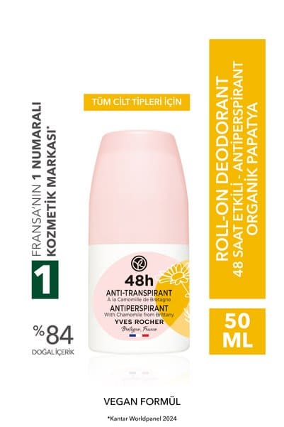 Yves Rocher Ter Önleyici 48 saat etkili Kadın Antiperspirant Roll-On- Organik Papatya-57834
