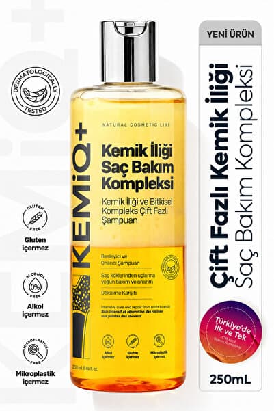KEMİQ + Çift Fazlı, Kemik İlikli, Saç Bakım Şampuanı - Bitkisel Kompleks
