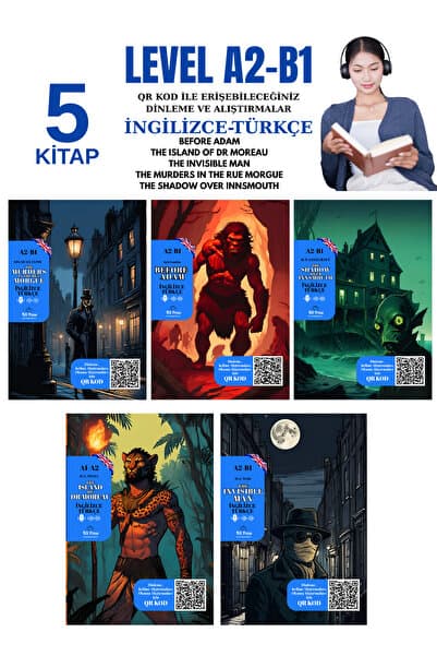 TGR Yayıncılık İngilizce 5'li A2-B1 Seviye Qr Kod ile Dinlemeli ve Alıştırmalı Hikaye Seti