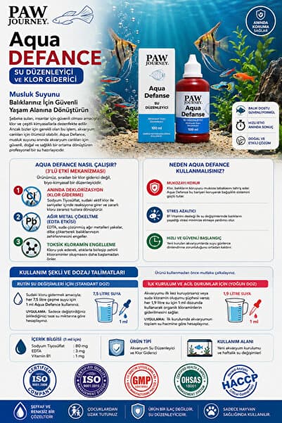 simply line Aqua Defanse Akvaryum Suyu Düzenleyici - Klor ve Ağır Metal Giderici / B1 Vitaminli Koruyucu Formül