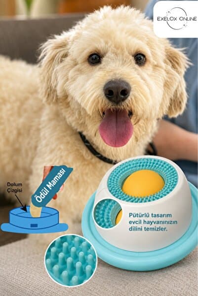 Exelox Ödül Maması Yalama Tahtası Toplu Yavaş Yeme Kabı Köpek Kedi Slow Feeder Yalama Matı 12 cm