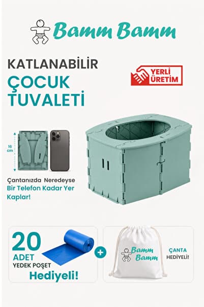 BAMM BAMM Katlanabilir Çocuk Tuvaleti, Portatif Lazımlık Taşıma Çantalı 50kg Taşıma Kapasiteli