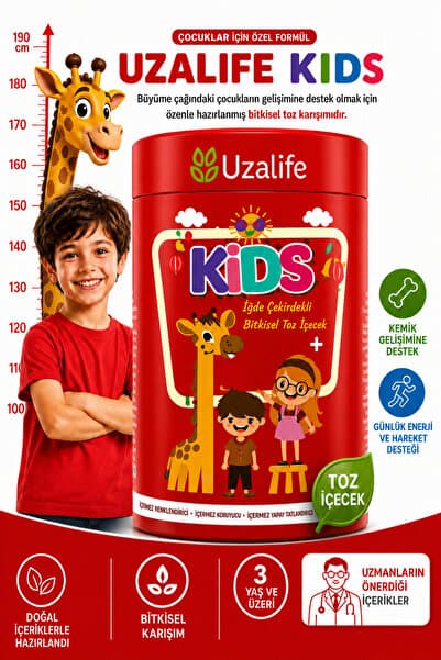 UzaLife Çocuklar İçin Kemik Gelişimine Destek İğde Çekirdekli & Keçiboynuzlu Bitkisel Toz Karışım | 3 Yaş ve Üzeri 250 g