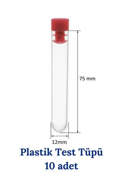 Mr. Crowley Plastik Test Tüpü 12mm x 75mm 10 adet Kapaklı Santrifüje Uygun Deney Tüpü 5 ml