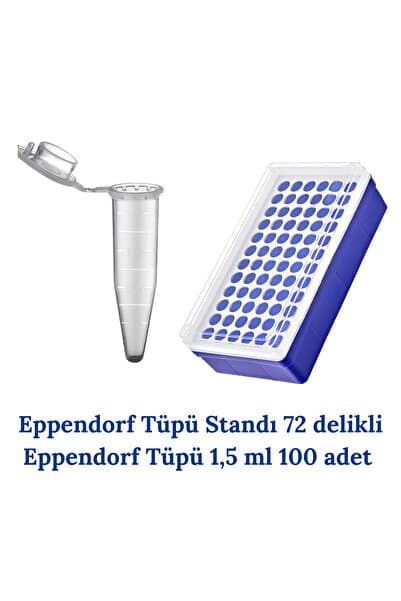 Mr. Crowley Eppendorf Tüpü 1,5 ml 100 adet ve Standı 1,5 ml için 72 Delikli Santrifüj Tüpü Standı