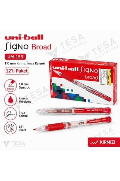 uni-ball İmza Kalemi Jel Um-153 Kırmızı 12'li