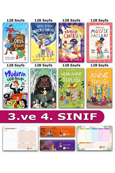 Timaş Çocuk Işıltılı Şeyler Koleksiyoncusu Top Yutan Ormanı Uçan Anne Terliği Tahta Okul Çantam Müdürün Uçan Peruğu 3. ve 4. Sınıf Set 8 Kitap