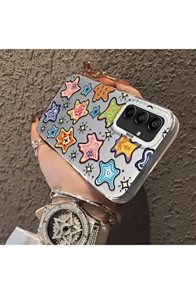 quırkshıeld Samsung Galaxy A15 4G/5G Uyumlu Karikatür Yıldız Baskılı Sert Kılıf, Günlük kullanım için sağlam yapı