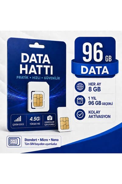 Heiman 4G Turkcell 96 GB Sim Kartı 1 Yıllık Tek Ödeme Data m2m Hattı Güvenlik Kamerası Hattı