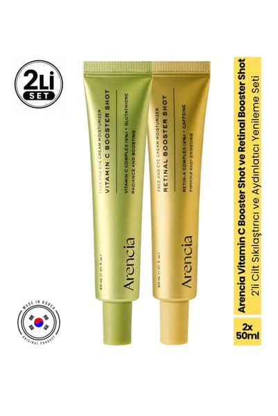 Arencia Vitamin C Booster ve Retinal Booster Shot 2'li Cilt Sıkılaştırıcı ve Aydınlatıcı Yenileme Seti 2x30ml