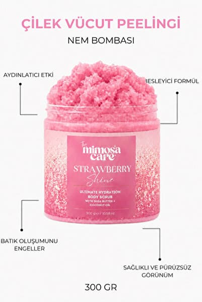 The Mimosa Care Çilek Özlü Nem Bombası, Anında Batık Karşıtı El-vücut Peeling