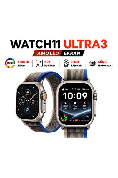DURKHEİM Watch11 Ultra 3 Akıllı Saat| ChatGPT|NFC|Arama-Konuşma|Mesaj Yanıtlama IOS&Android Uyumlu