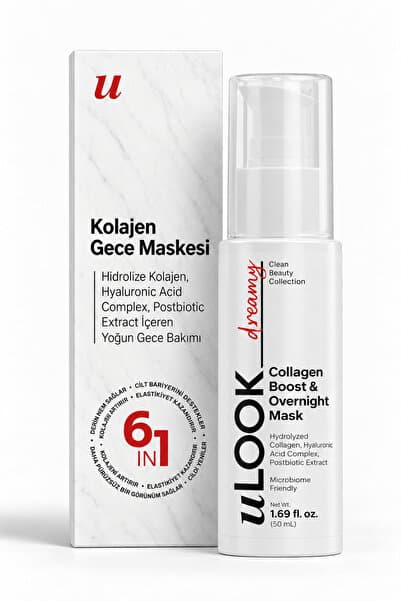 uLOOK Yoğun Nem ve Kolajen Gece Maskesi | Yaşlanma Karşıtı, Cilt Yenileyici, Dolgun ve Pürüzsüz Görünüm | 50 ml