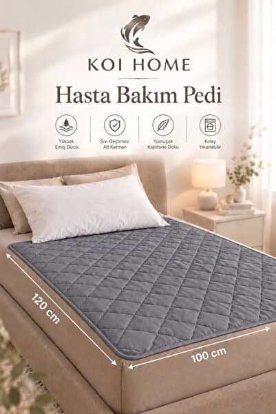 Koi Home Yıkanabilir 100x120 cm Antresit Hasta Bakım Altı Pedi | Sıvı Geçirmez, Yüksek Emicilik, Defalarca Tekrar Kullanılabilir
