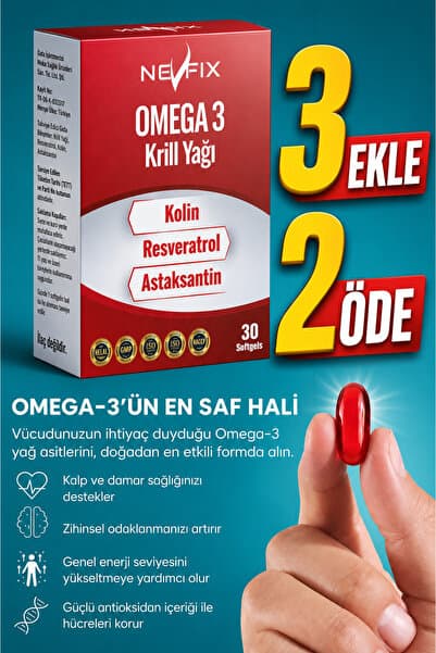 Nevfix Krill Yağ 30 Softgel Kolin Resveratrol Astaksantin Fosfolipidler Omega 3 Balık Yağı Epa Dha