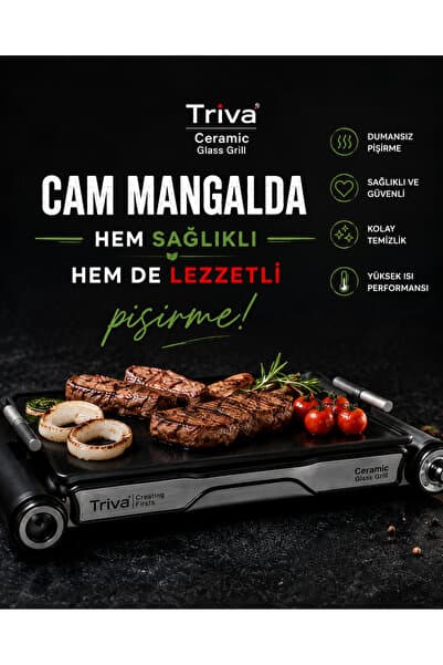 Triva Cam Mangal Elektrikli, Ev Tipi Cam Izgara, Seramik Cam Yapışmaz Taşınabilir Yüzey