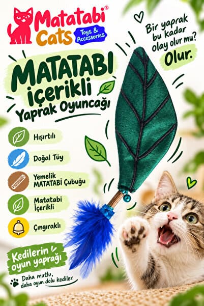 Matatabi MATATABİ CATS LEAFY matatabi,çıngırak,hışırtılı,tüylü kumaş kedi oyuncağı