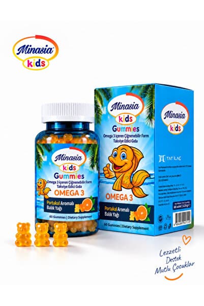 MİNASİA KİDS Omega 3 Gummies 60 Adet Çiğnenebilir Jel Form Balık Yağı