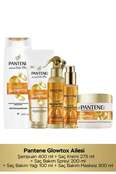 Pantene HAIR GLOWTOX RUTİNİ Parlaklık Saç Bakım Seti: Şampuan, Saç Bakım Kremi, Maske, Saç Spreyi, Saç Yağı