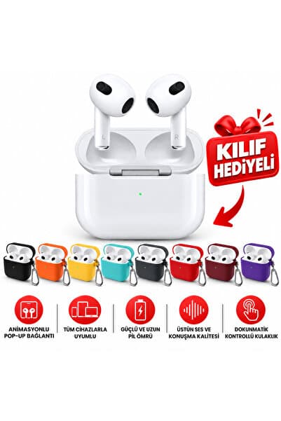 FABRON 3. Nesil Pro Ios Android Uyumlu Kablosuz Bluetooth Kulaklık Karışık Renk Kılıf Hediyeli