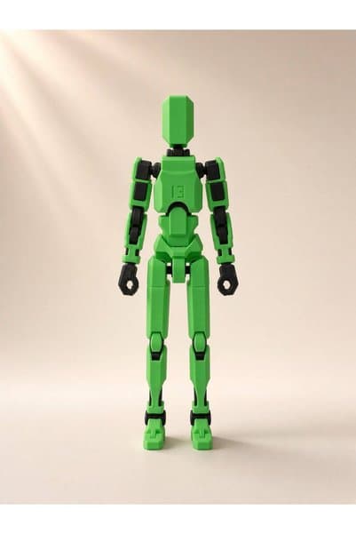 tinylab 3d Robot Dummy Oynar Eklemli Hareketli Oyuncak Aksiyon Figürü 13 cm Yeşil Siyah