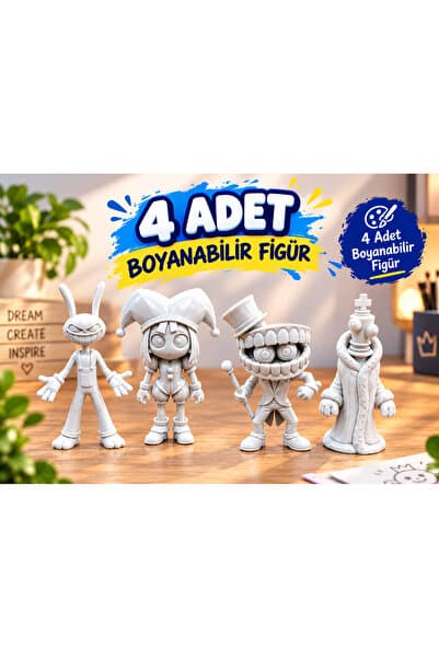 JOY 3D Dijital Sirk Boyanabilir Figür Seti / 4 Adet Boyanabilir Figür (Boya Dahil Değildir)