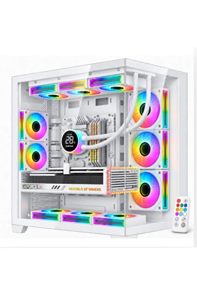 GAMETECH PRIME PRO 8x120MM ARGB AYNALI FANLI KUMANDALI BEYAZ OYUNCU KASASI