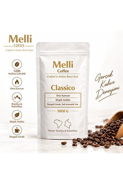 Meli Coffee Co Melli Coffee Classico 1000 G –( Orta Kavrum Premium Espresso Çekirdek Kahve)