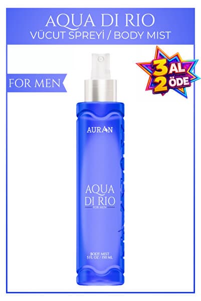 AURAN Aqua Di Rio Parfümlü Erkek Vücut Spreyi Ferahlatıcı ve Etkileyici Vücut Misti Body Mist Spray 150ml