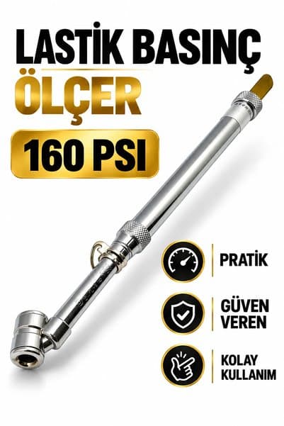 RUFTPRO Lastik Basınç Ölçer 160 Psı Metal Gövde Hassas Hava Basınç Ölçüm Cihazı