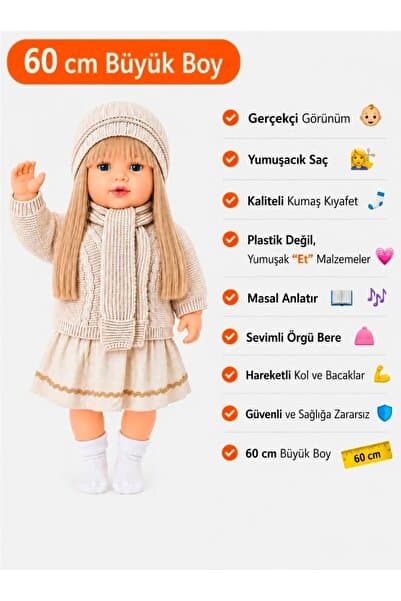 ELITE by Seba Triko Hırka Kıyafetli Masal Anlatan Aysima Bebek(Et Bebek)