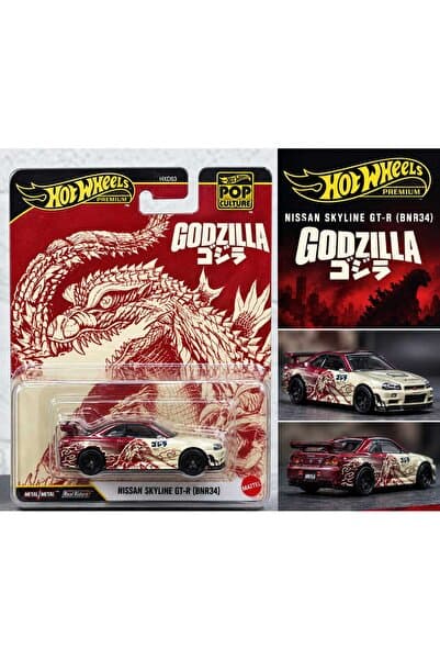 HOT WHEELS Nissan Skyline GT-R BNR34 Döküm Araç, Godzilla Tema, 1:64 Ölçek,