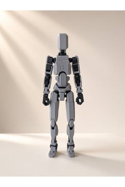 tinylab 3d Robot Dummy Oynar Eklemli Hareketli Oyuncak Aksiyon Figürü 13 cm Gri Siyah