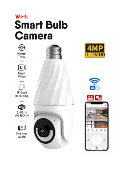 CROW'S TECH Wi-fi 360 Panoramik Ampul Kamera Gece Görüş Ses Akıllı Hareket Algılayıcı Güvenlik Kamerası CT-79