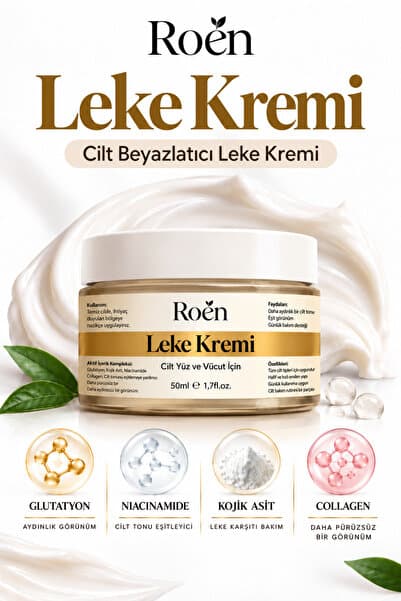 Roen Cilt Beyazlatıcı, Leke Kremi, Kararma, Akne, Güneş Lekeleri, Glutatyonlu Beyazlatıcı Leke Krem 50ml