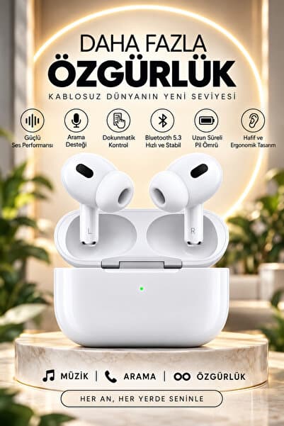 Happy Owl Bluetooth Kulaklık 5.3 Kablosuz Kulak İçi Kulaklık Dokunmatik Kontrollü Şarj Kutulu Type-C iOS Android Uyumlu Beyaz