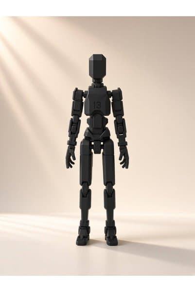 tinylab 3d Robot Dummy Oynar Eklemli Hareketli Oyuncak Aksiyon Figürü 13 cm Siyah Siyah
