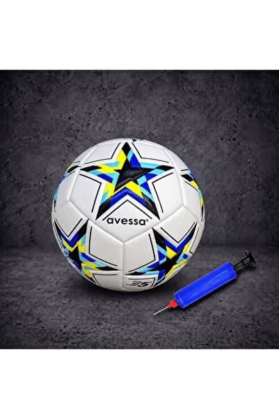 muonsports Çocuk ve Gençlere Özel Kaliteli , Pompa Hediyeli 4 Astar Renkli Yıldız Desenli No:5 Futbol Topu